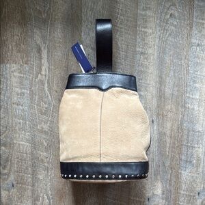 Rebecca Minkoff Mission Sling Nubuck Backpack Tan and Black